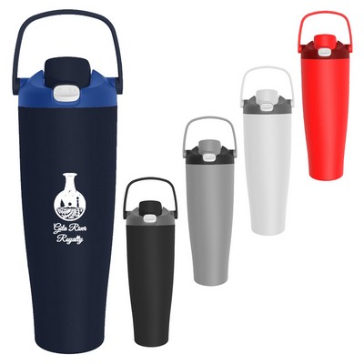 40 Oz. S/S Travel Mug with Handle and Straw