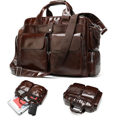 Genuine Leather Briefcase w/ Luggage Strap